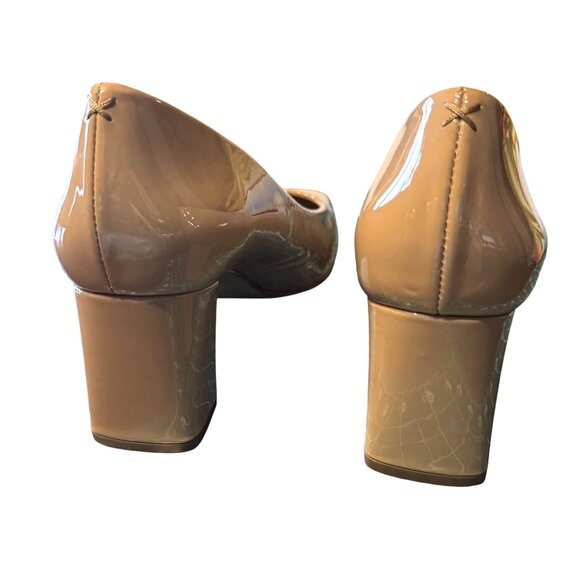 INEZ Frida Patent Leather Block Heels Tan Spanish 7M - Picture 4 of 5